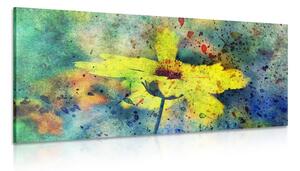 Stampa su tela – Fiore giallo con tocco vintage