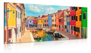 Stampa su tela – Case pastello in città