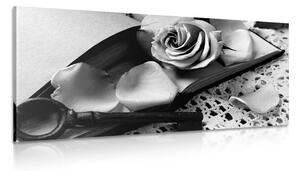 Quadro su tela – Natura morta vintage con chiave in bianco e nero