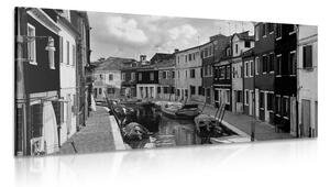 Quadro su tela – Case in bianco e nero in città