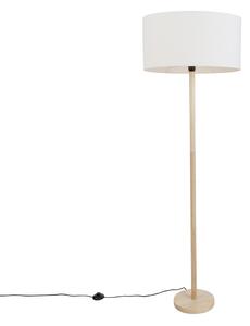 Lampada da terra in legno con paralume ovale in lino bianco 50cm - Mels