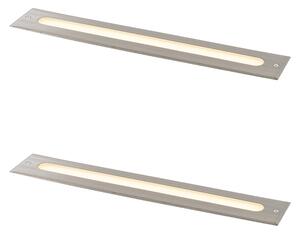 Set di 2 faretti da terra moderni in acciaio 50 cm LED inclusi IP65 - Eline