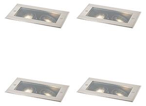 Set di 4 faretti da terra moderni in acciaio 2-luci regolabili IP65 - Oneon