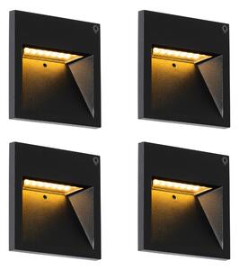 Set di 4 faretti da parete moderni neri con LED inclusi - Gem 2