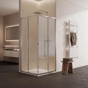 Cabina doccia 90x90 MARWELL Flexi 77-90x77-90-190 cm Doccia ad angolo con profili regolabili in alluminio di alta qualità in argento opaco Cabina doccia a battente