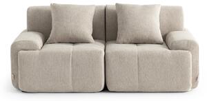 DIVANO MODULARE MILYSOFA SOFAMOUS, lineare, a 2 posti, rivestito in tessuto di chenille, color sabbia