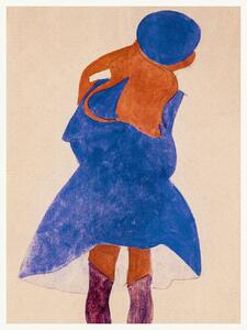 Stampa artistica Girl in a Blue Coat Female Portrait - Egon Schiele, (30 x 40 cm)