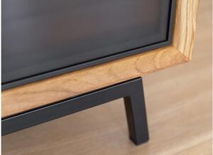 Porta tv moderno in legno naturale massello e vetro grafite