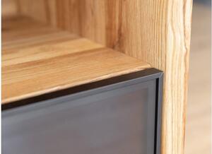 Porta tv moderno in legno naturale massello e vetro grafite
