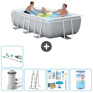 Piscina Intex con struttura a prisma rettangolare - 300 x 175 x 80 cm - grigio - inclusa pompa - pacchetto manutenzione scala - filtro - aspirapolvere