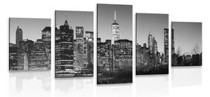 Quadri 5 pezzi – Centro di New York in bianco e nero