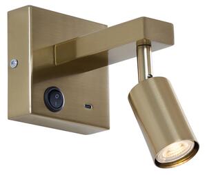 Lampada da Parete Moderna Oro con USB-C Inclinabile - Rex