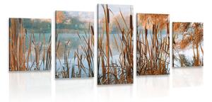 Quadri 5 pezzi – Fiume tra la natura autunnale