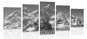 Quadri 5 pezzi – Splendido picco di montagna in bianco e nero