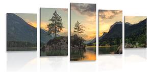 Quadri 5 pezzi – Paesaggio montano al lago