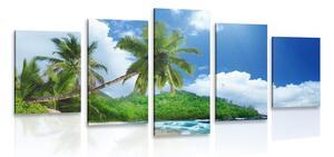 Quadri 5 pezzi – Spiaggia meravigliosa sull'isola di Seychelles
