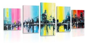 Quadri 5 pezzi – Pittura a olio della città