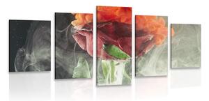Quadri 5 pezzi – Rose con elementi astratti