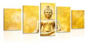 Quadri 5 pezzi – Statua dorata di Buddha