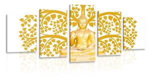 Quadri 5 pezzi – Buddha con l'albero della vita
