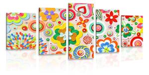 Quadri 5 pezzi – Astrazione di fiori