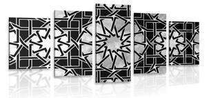 Quadri 5 pezzi – Mosaico orientale in bianco e nero