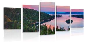 Quadri 5 pezzi – Lago al tramonto
