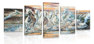 Quadri 5 pezzi – Cavalli formati dall'acqua
