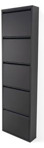 Scarpiera nera in metallo con ante ribaltabili 50x169x15 cm Billy – Spinder Design