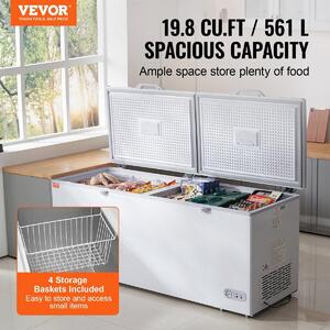 Congelatore orizzontale da 19,8 cu.ft / 561 L Grande congelatore e 4 cestelli rimovibili