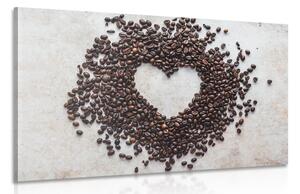 Quadro su tela – Cuore di chicchi di caffè