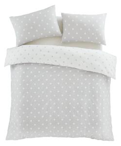 Set copripiumino e federa bianco e grigio in flanella per letto matrimoniale 200x200 cm Polka Dot – Catherine Lansfield
