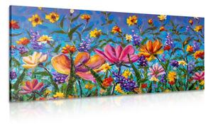 Quadro su tela – Fiori colorati sul prato