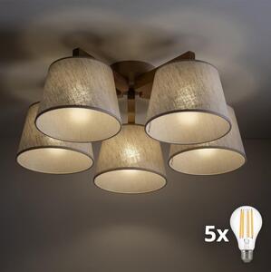 BRILAGI - Lampadario LED a plafone LATTE SABIA 5xE27/15W/230V pino/crema