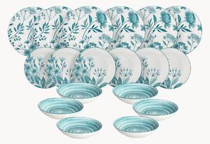 Servizio di piatti in porcellana Madison Coralie Teal, 6 persone, set da 18