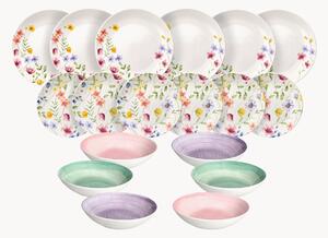 Servizio di piatti in porcellana Madison Petals, 6 persone, set da 18