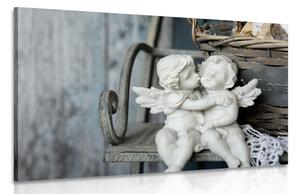 Stampa su tela – Statuette di angioletti sulla panchina