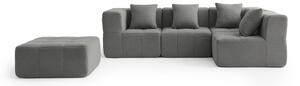 MILYSOFA SOFABULOUS: divano ad angolo modulare a 4 posti con chaise longue, raffinato tessuto a ricami, grigio nuvola