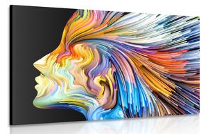 Quadro su tela – Profilo colorato di volto femminile