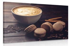 Quadro su tela – Caffè con macaron al cioccolato