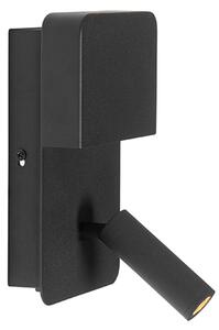 Applique nera con LED incl. USB e lampada da lettura con interruttore - Robin
