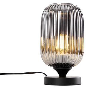 Lampada da tavolo Art Déco nera con vetro fumé - Banci