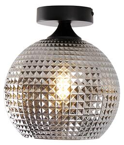 Plafoniera Art Déco nera con vetro fumé - Sphere