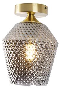 Plafoniera Art Déco in ottone con vetro fumé - Karce