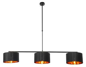 Lampada a sospensione moderna nera con oro 125 cm 3 luci - VT 3