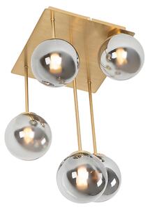 Plafoniera moderna oro 5 luci vetro fumé - ATHENAS