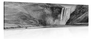 Stampa su tela – Cascata iconica in Islanda in bianco e nero