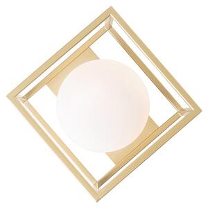 Plafoniera di design oro con vetro bianco - Aniek