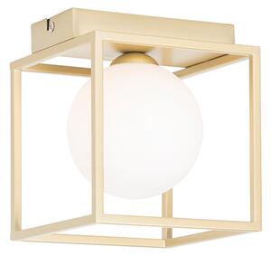 Plafoniera di design oro con vetro bianco - Aniek