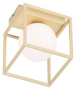 Plafoniera di design oro con vetro bianco - Aniek